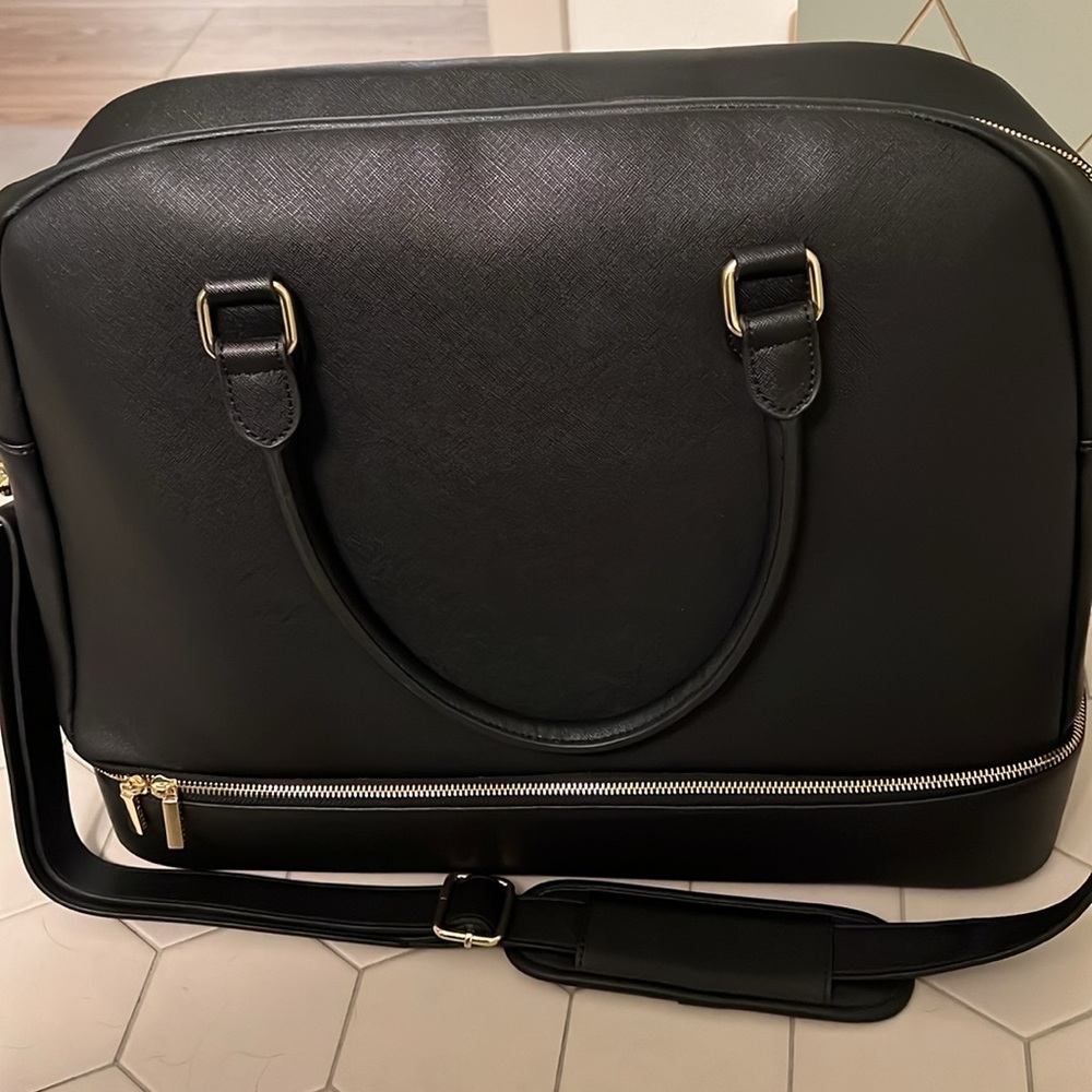 Stackers black saffiano weekender bag